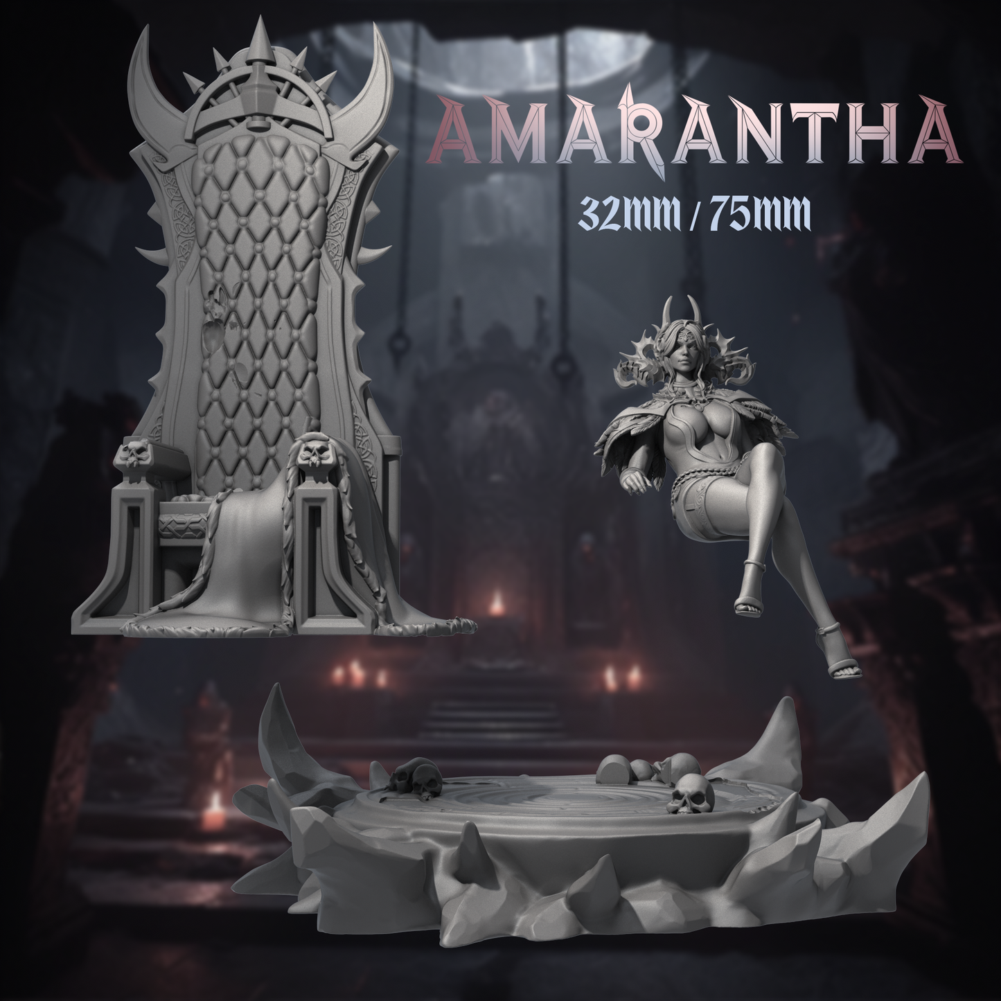 Amarantha Queen | Tabletop or Display Scale | D&D TTRPG Fantasy Miniature | Dungeons and Maidens