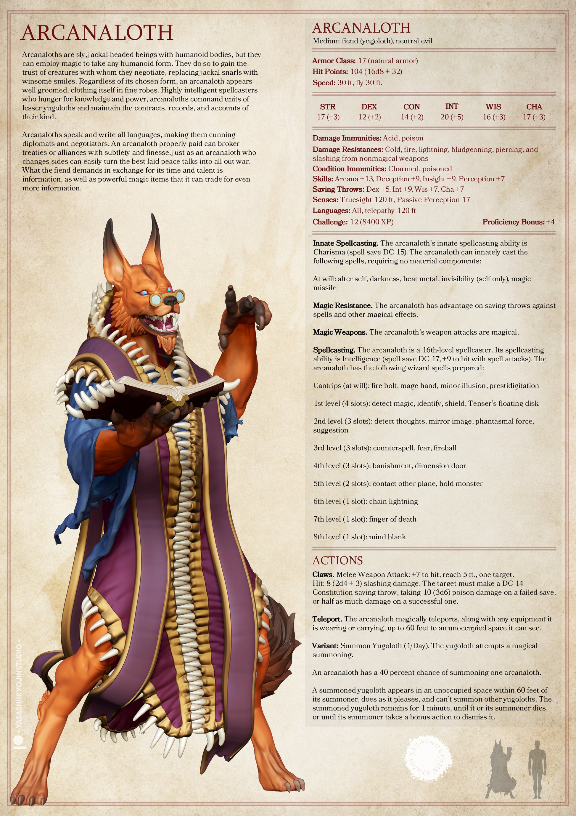 Arcanaloth | D&D TTRPG Monster Miniature | Yasashii Kyojin Studio