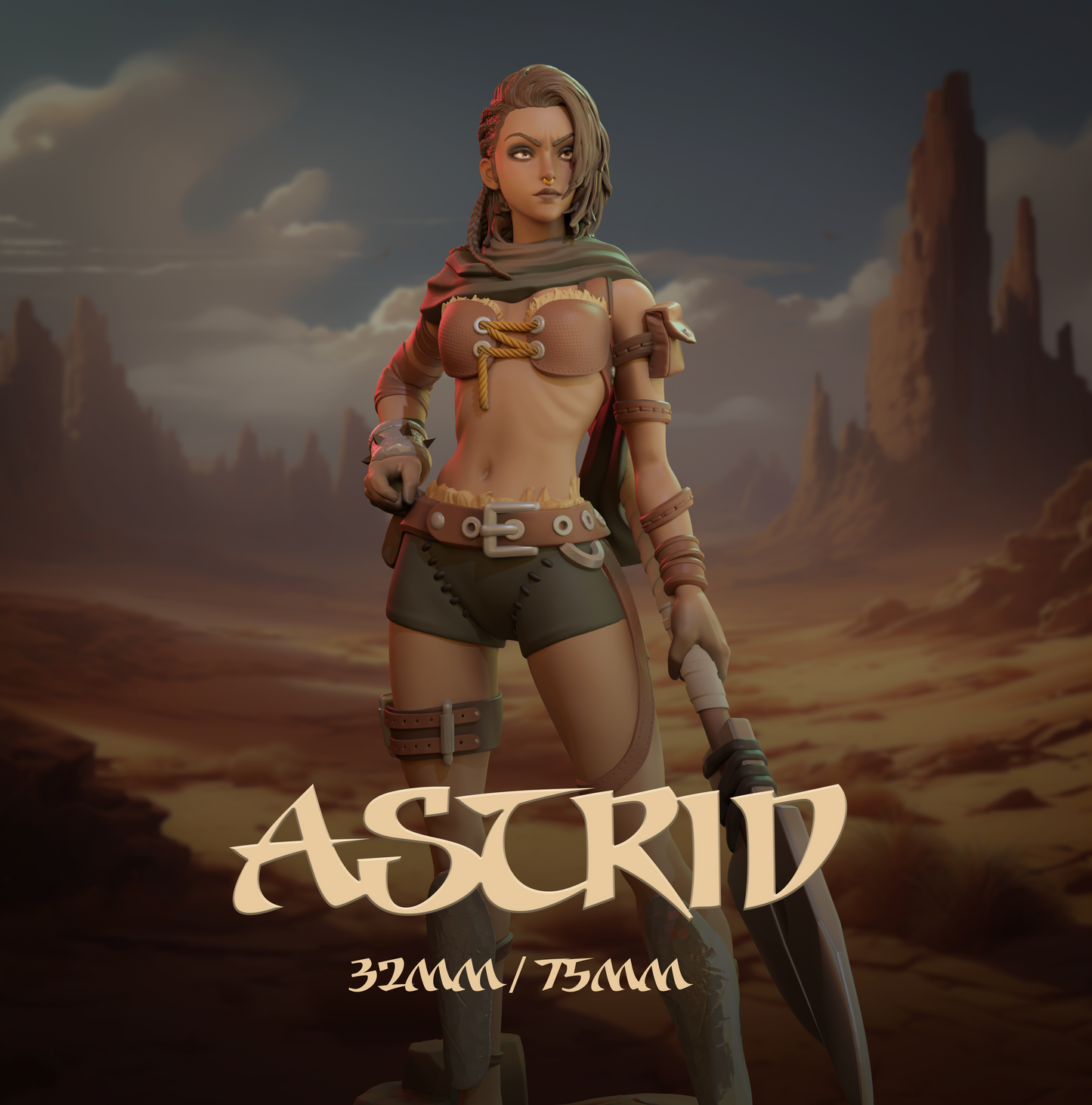 Astrid | Tabletop or Display Scale | D&D TTRPG Fantasy Miniature | Dungeons and Maidens