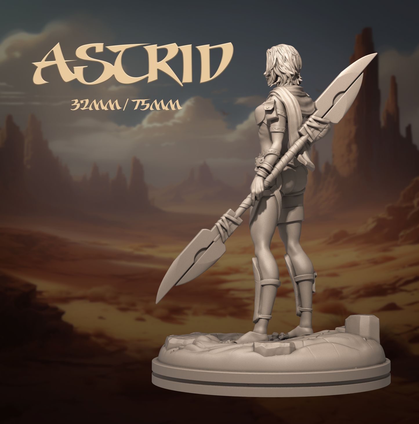Astrid | Tabletop or Display Scale | D&D TTRPG Fantasy Miniature | Dungeons and Maidens