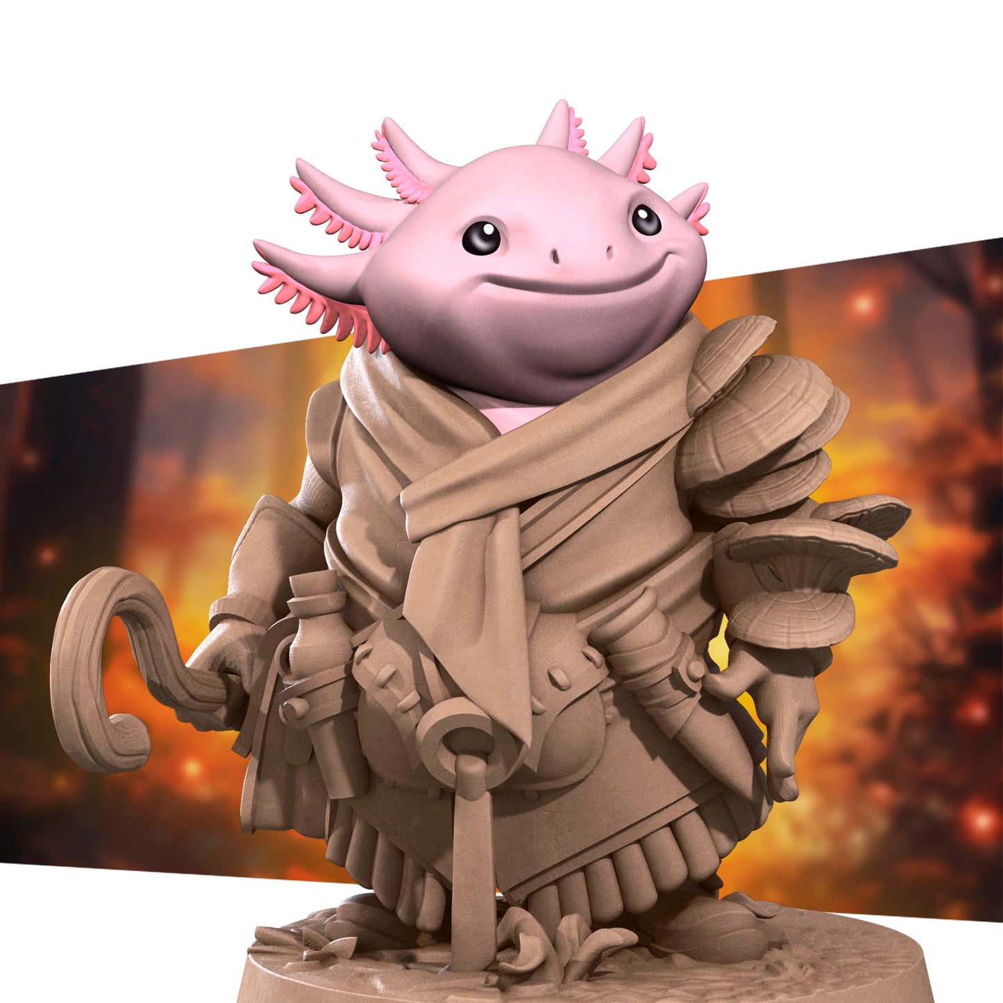Bullet Town Forest Village, Axolotl Shepherd | D&D Pathfinder TTRPG Miniature | Bite the Bullet
