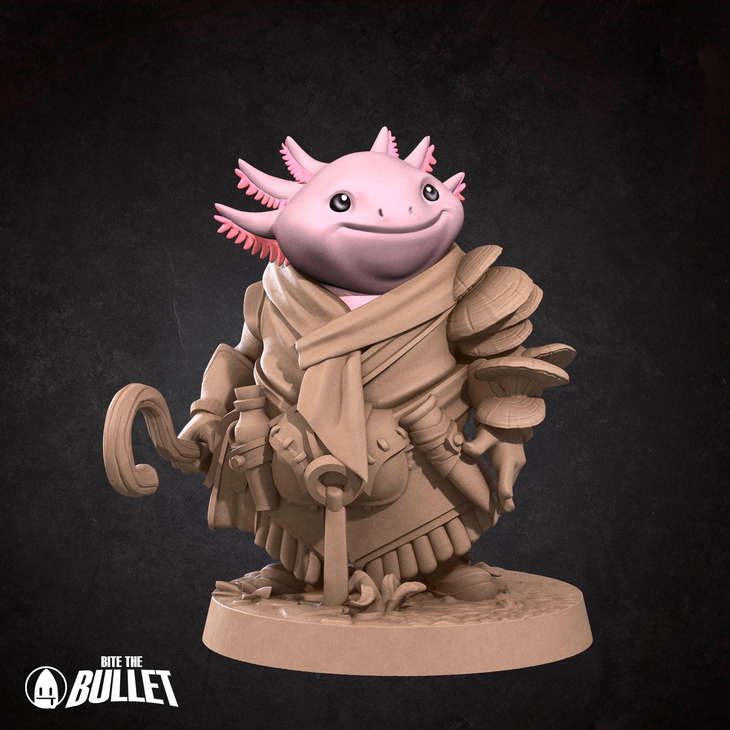 Bullet Town Forest Village, Axolotl Shepherd | D&D Pathfinder TTRPG Miniature | Bite the Bullet