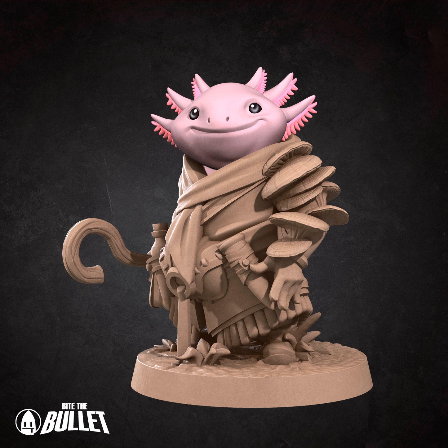 Bullet Town Forest Village, Axolotl Shepherd | D&D Pathfinder TTRPG Miniature | Bite the Bullet