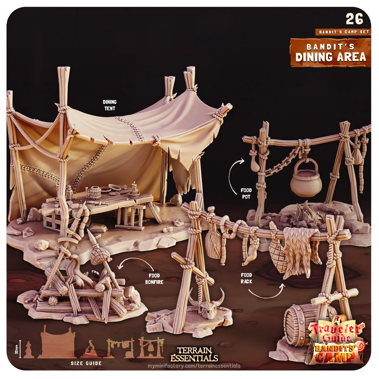 Bandit Camp Set | D&D TTRPG Dollhouse Scatter Miniature | Terrain Essentials