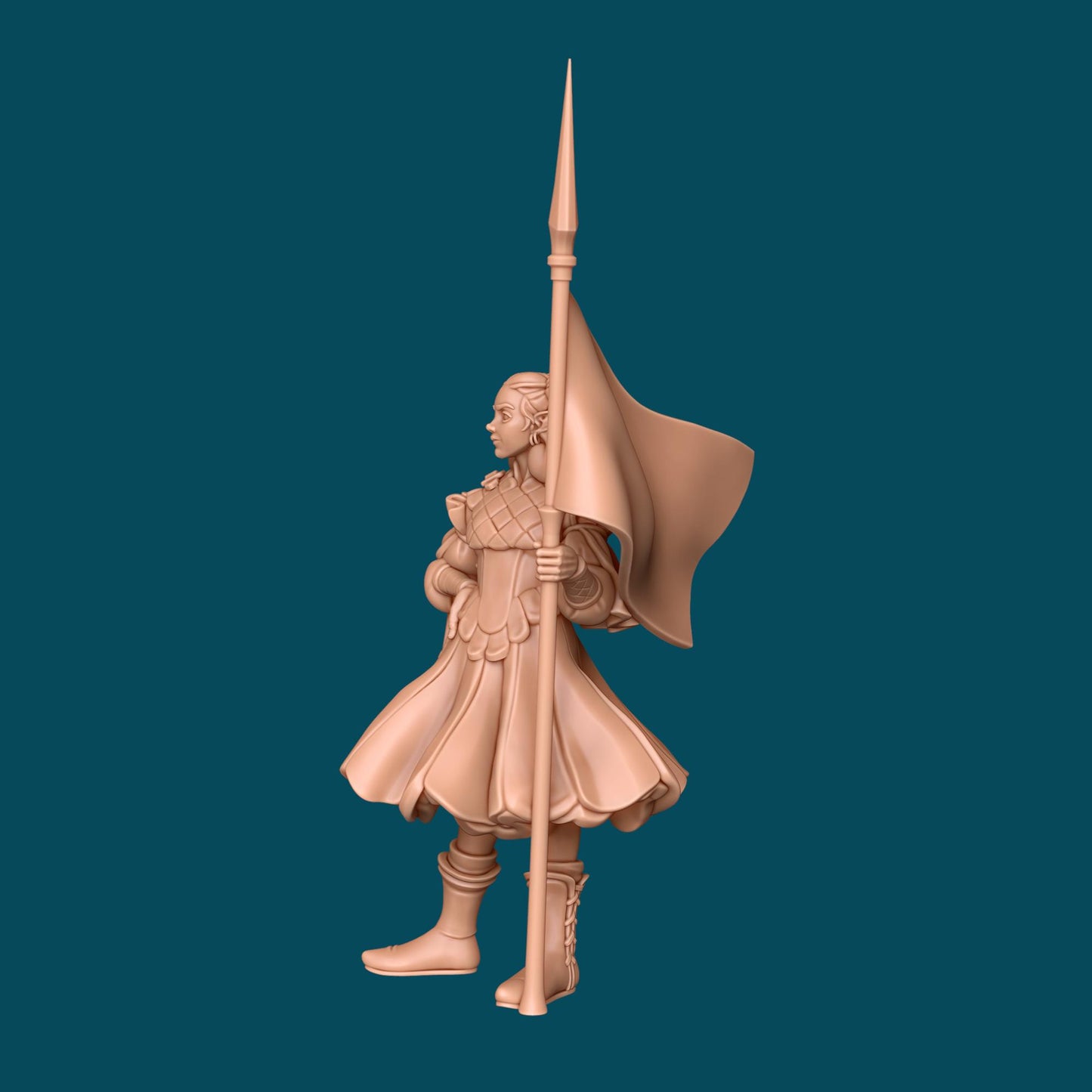 Luna, an elven flag-bearer | D&D TTRPG Miniature | Awkward Penguin Minis