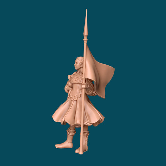 Luna, an elven flag-bearer | D&D TTRPG Miniature | Awkward Penguin Minis