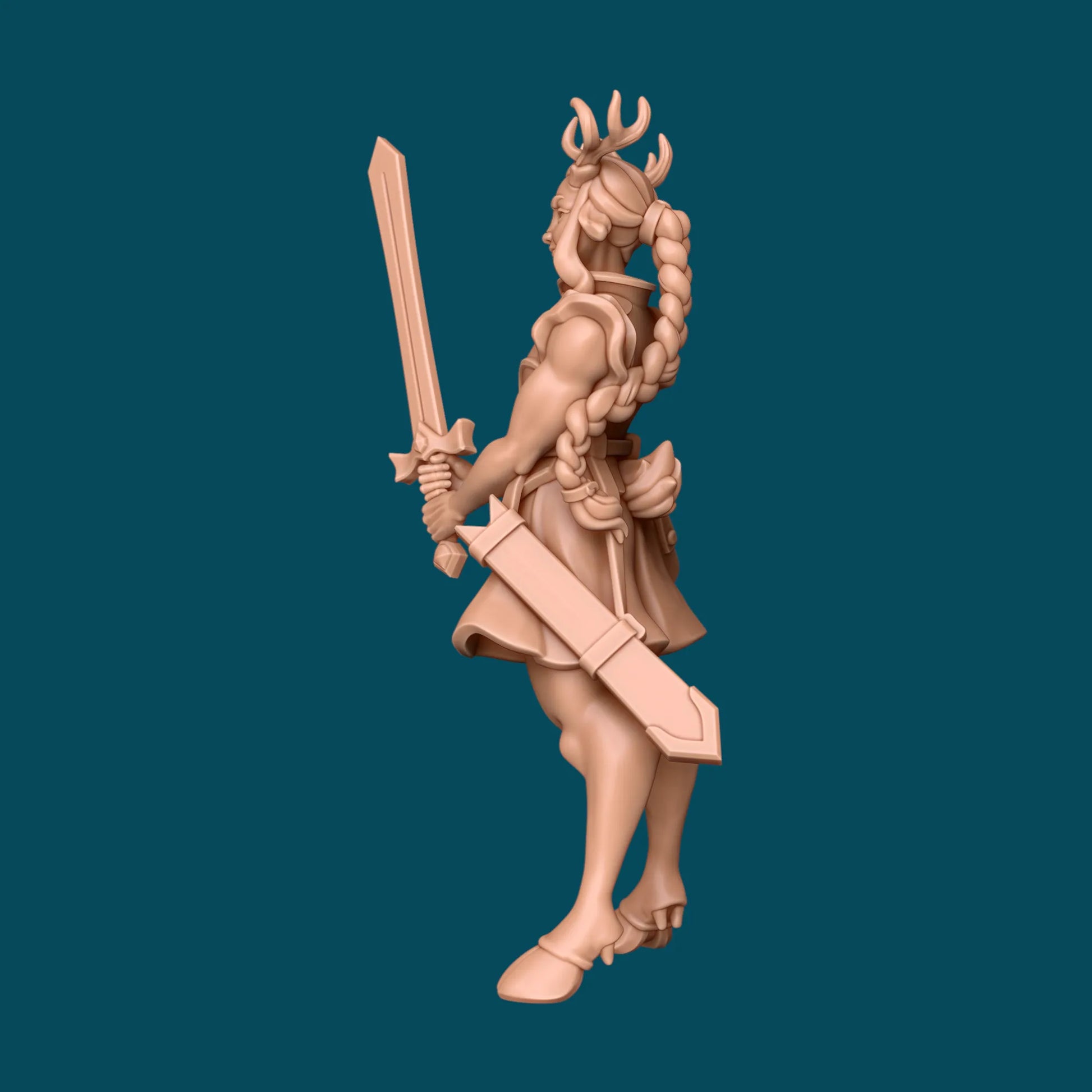 Magic, Half-Orc Wizard + Might, Fawn Warrior | Couple | TTRPG D&D Miniature | Awkward Penguin Minis