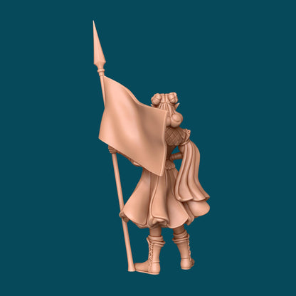 Luna, an elven flag-bearer | D&D TTRPG Miniature | Awkward Penguin Minis