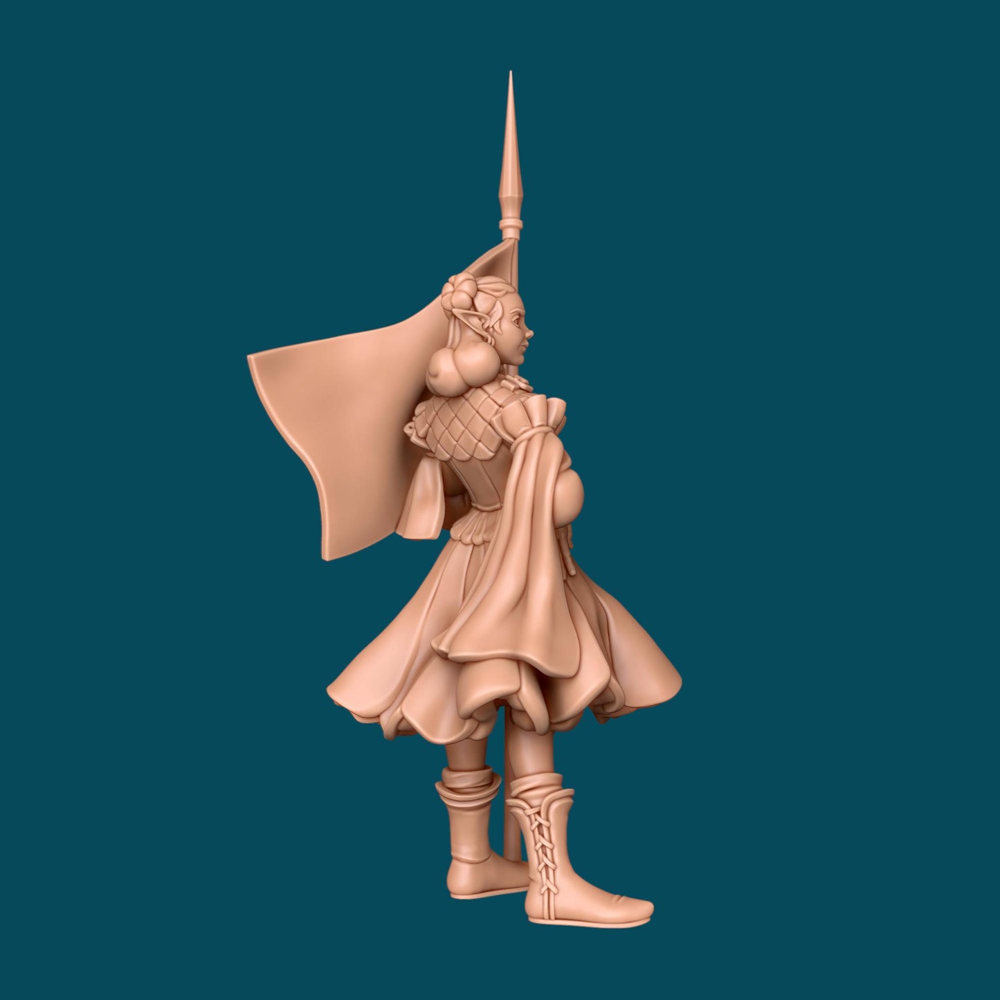 Luna, an elven flag-bearer | D&D TTRPG Miniature | Awkward Penguin Minis