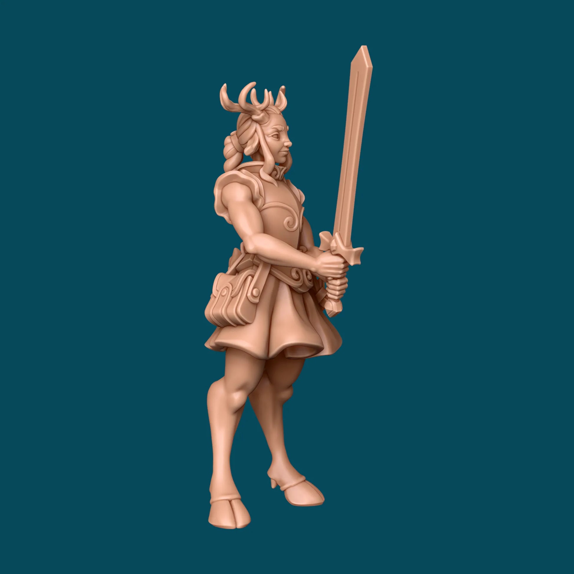 Magic, Half-Orc Wizard + Might, Fawn Warrior | Couple | TTRPG D&D Miniature | Awkward Penguin Minis