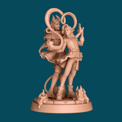 Miniature scene of Candle-lit Dance Syrre and Tango characters from Tattles Told 3D for D&D tabletop RPG, featuring detailed figures.