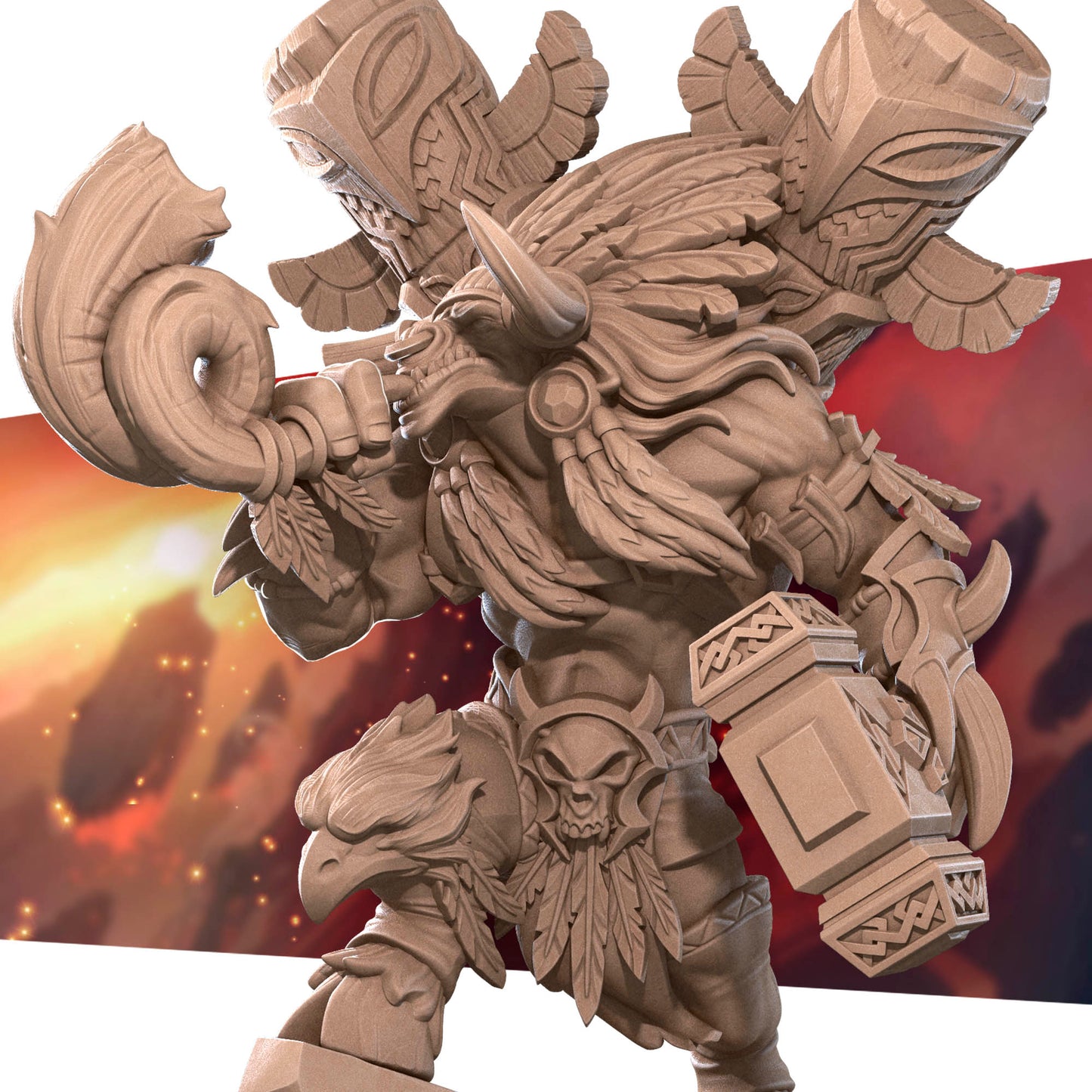 Realm of Bulletcraft, Tauren Chieftain Warrior | D&D Pathfinder TTRPG Miniature | Bite the Bullet