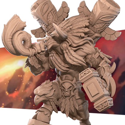 Realm of Bulletcraft, Tauren Chieftain Warrior | D&D Pathfinder TTRPG Miniature | Bite the Bullet