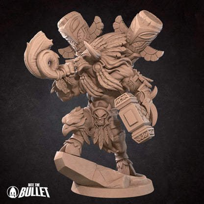 Realm of Bulletcraft, Tauren Chieftain Warrior | D&D Pathfinder TTRPG Miniature | Bite the Bullet