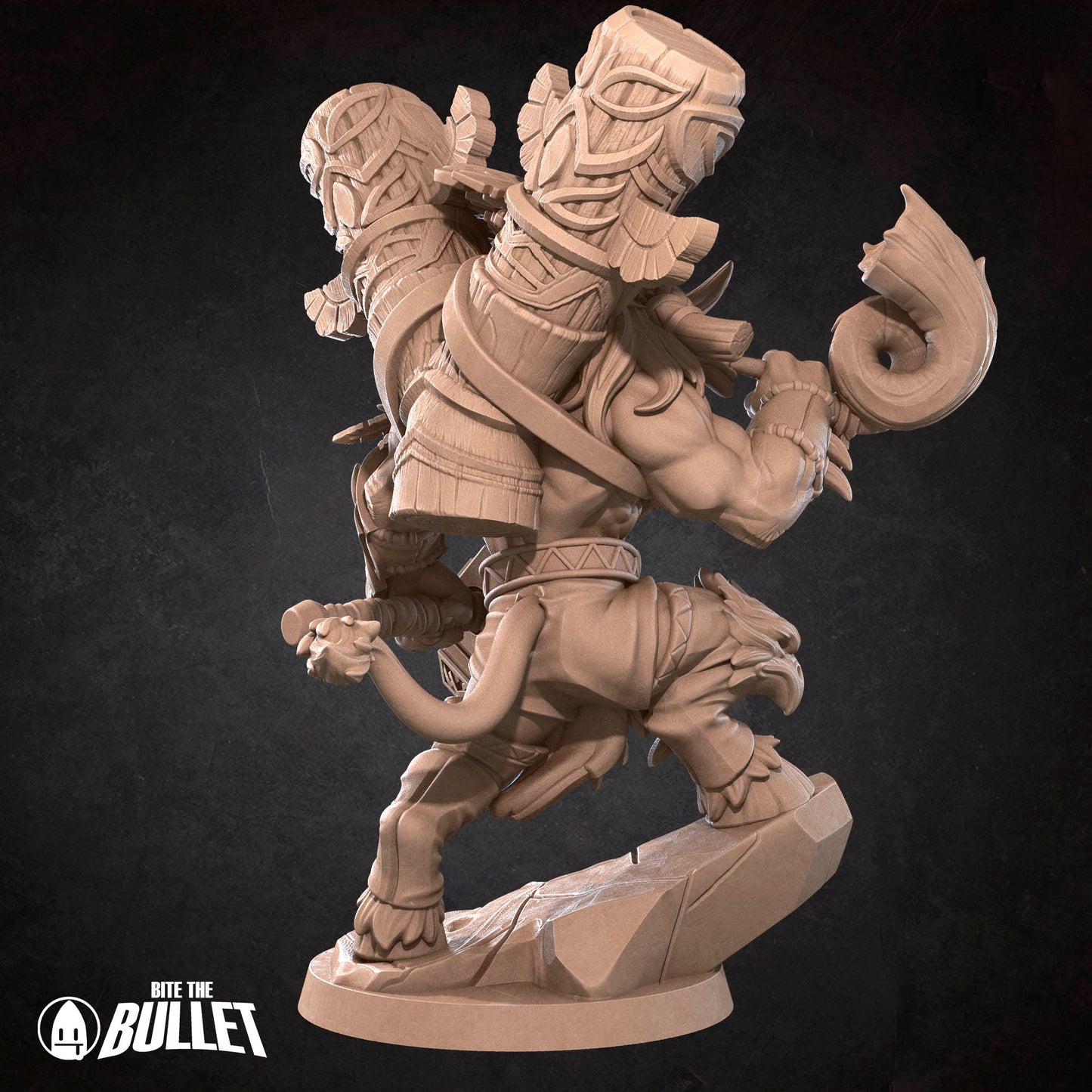 Realm of Bulletcraft, Tauren Chieftain Warrior | D&D Pathfinder TTRPG Miniature | Bite the Bullet