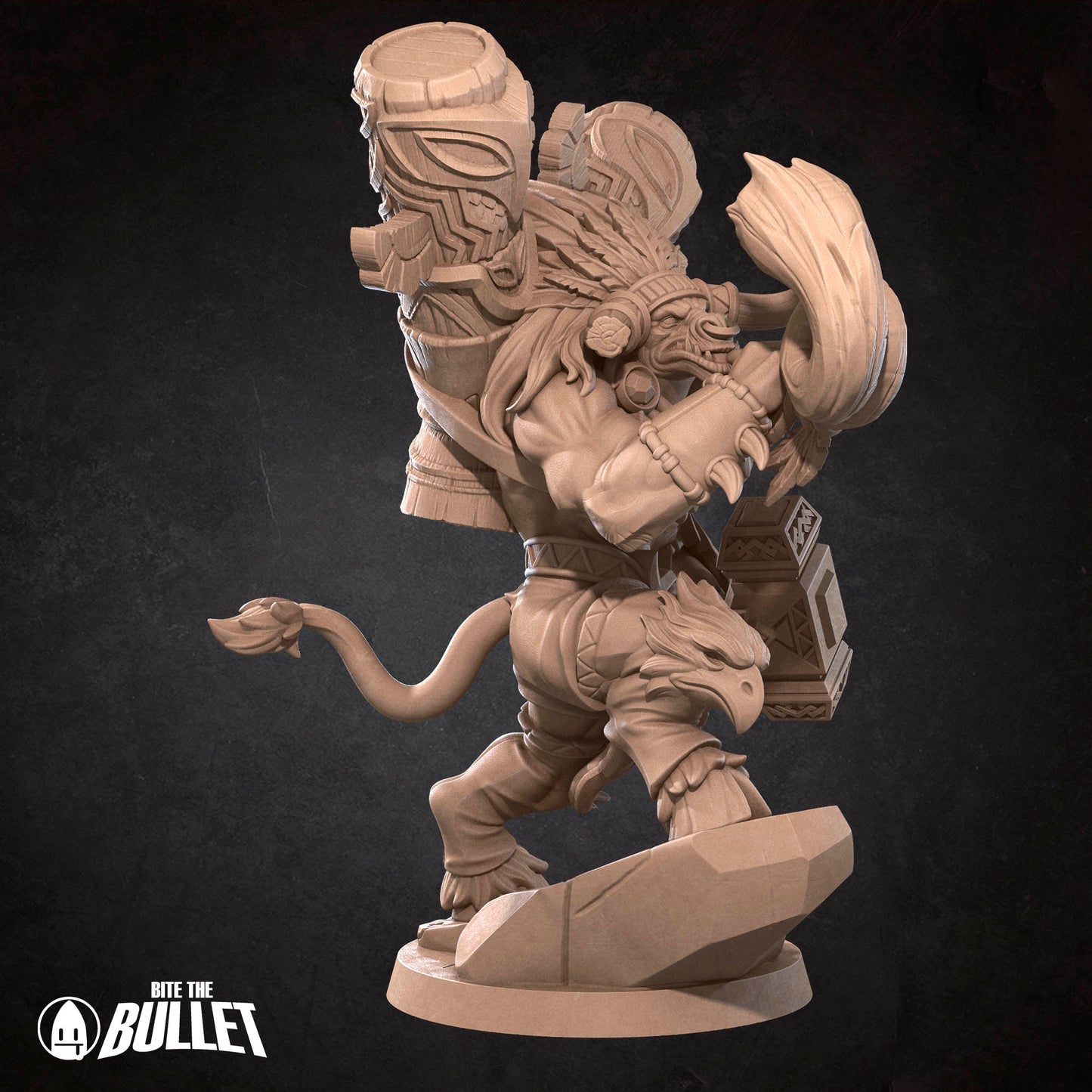 Realm of Bulletcraft, Tauren Chieftain Warrior | D&D Pathfinder TTRPG Miniature | Bite the Bullet