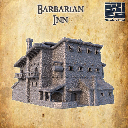 Barbarian Inn | 28mm Scale Model Terrain | D&D TTRPG Playable 3D Printed Building | MiniatureLand