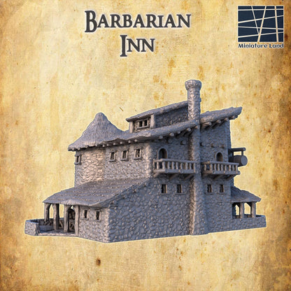 Barbarian Inn | 28mm Scale Model Terrain | D&D TTRPG Playable 3D Printed Building | MiniatureLand
