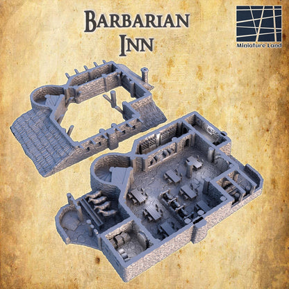 Barbarian Inn | 28mm Scale Model Terrain | D&D TTRPG Playable 3D Printed Building | MiniatureLand