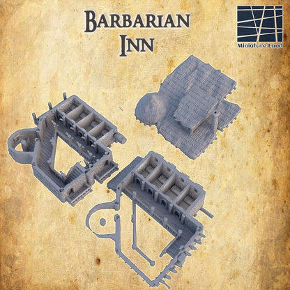 Barbarian Inn | 28mm Scale Model Terrain | D&D TTRPG Playable 3D Printed Building | MiniatureLand