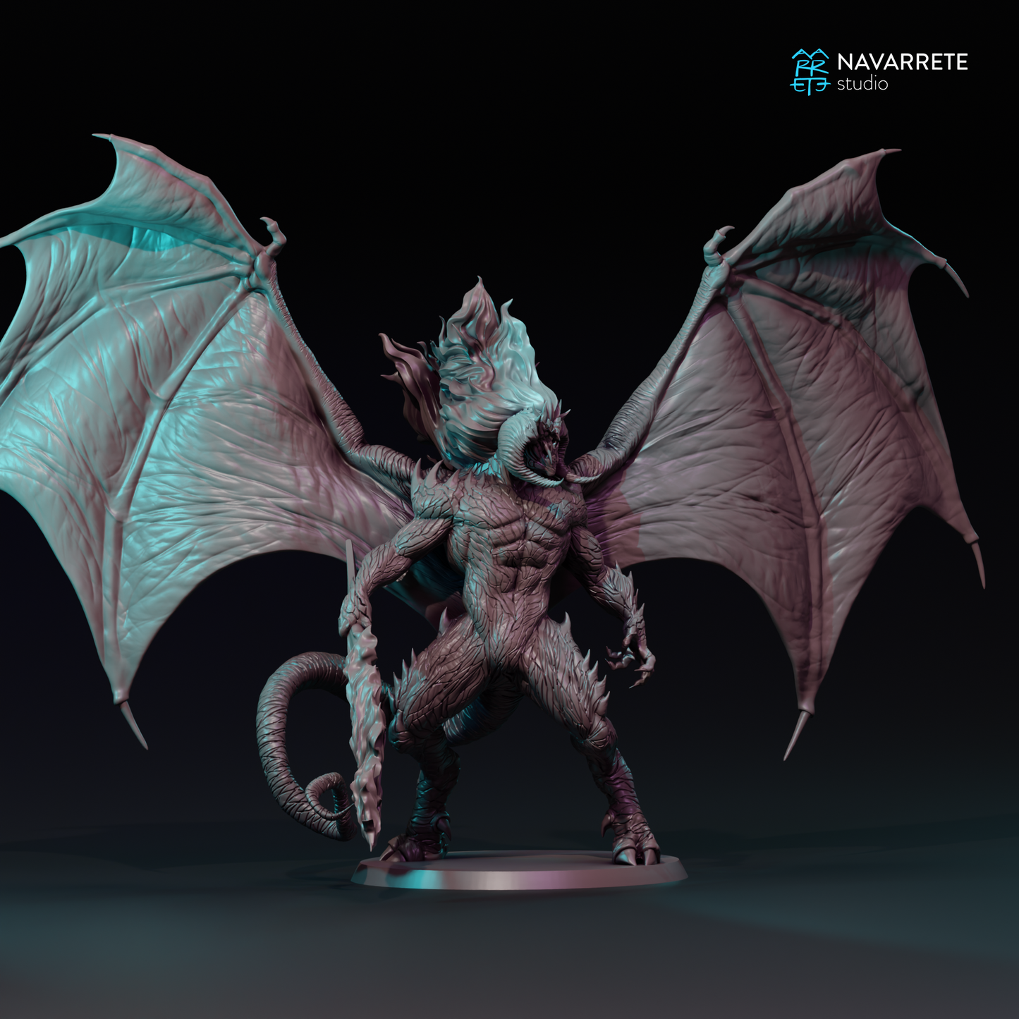 Miniature figure of Barzul from Tattles Told 3D's tabletop gaming miniatures by Navarrete Studio, detailed sculpt on a gaming base.
