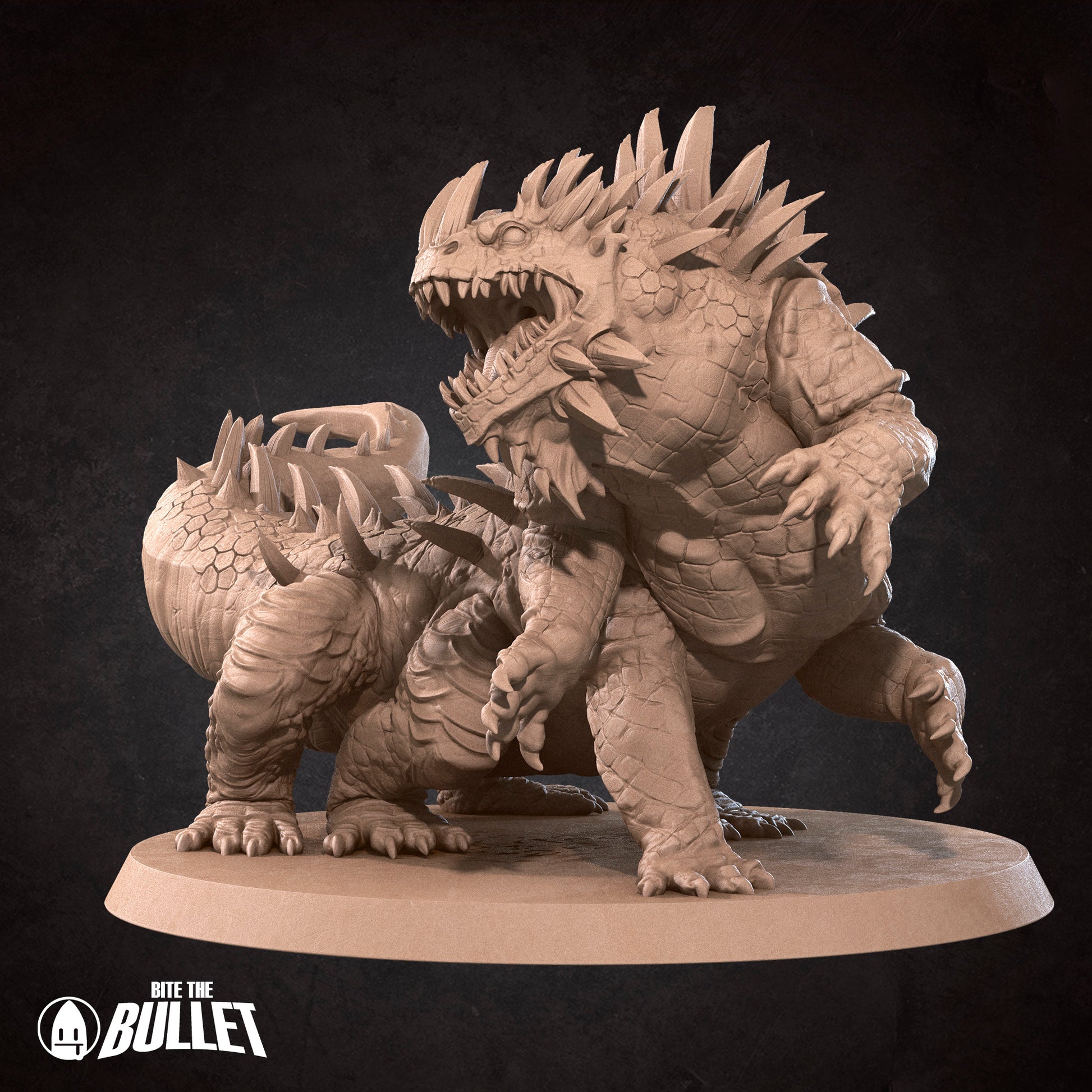 Detailed image of Tattles Told 3D Basilisk D&D TTRPG miniature showing its textured sculpt and reptilian features.