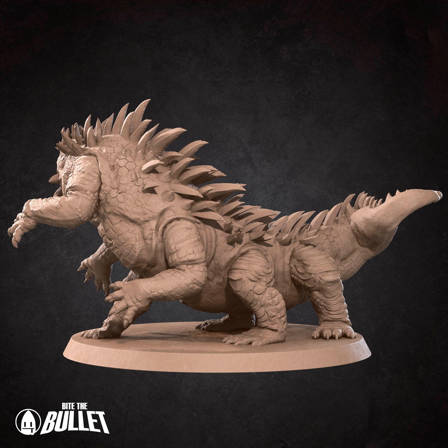 Detailed Tattles Told 3D Basilisk D&D TTRPG miniature showing the fierce reptilian creature with textured scales and menacing eyes.