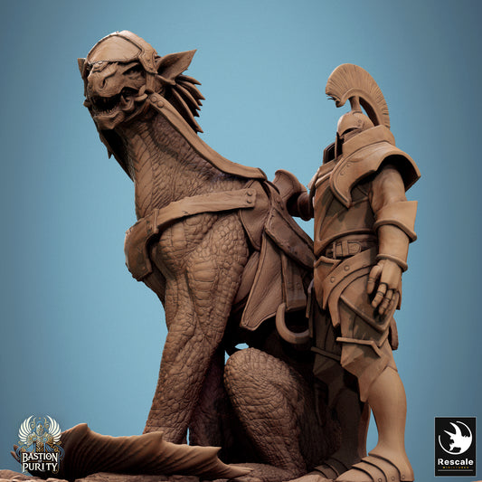 Rescaled Bastion of Purity Warband Panthera Pack miniature from Tattles Told 3D, showing a detailed seated feline figure for D&D TTRPG.
