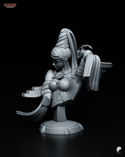 Stylish Bullet Witch resin garage kit figure of Bayonetta by Tattles Told 3D, featuring detailed tanuki-inspired design and fan art style.