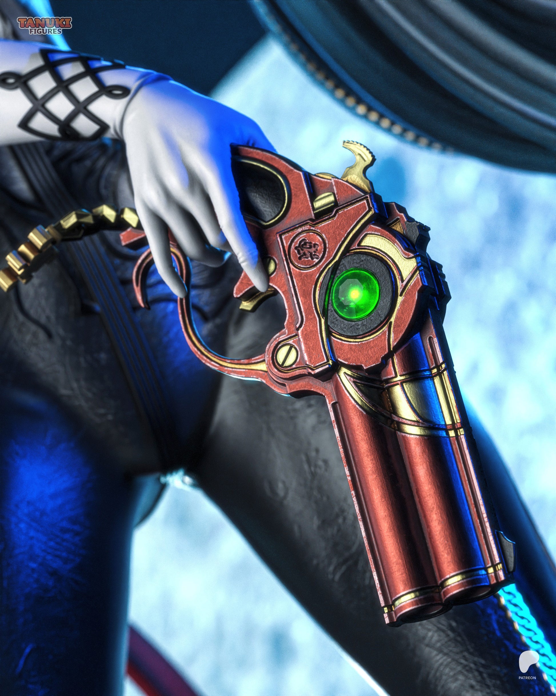 Resin garage kit figure of Stylish Bullet Witch Bayonetta from Tanuki Figures by Tattles Told 3D, detailed fan art collectible.
