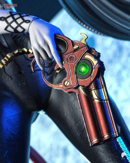 Resin garage kit figure of Stylish Bullet Witch Bayonetta from Tanuki Figures by Tattles Told 3D, detailed fan art collectible.