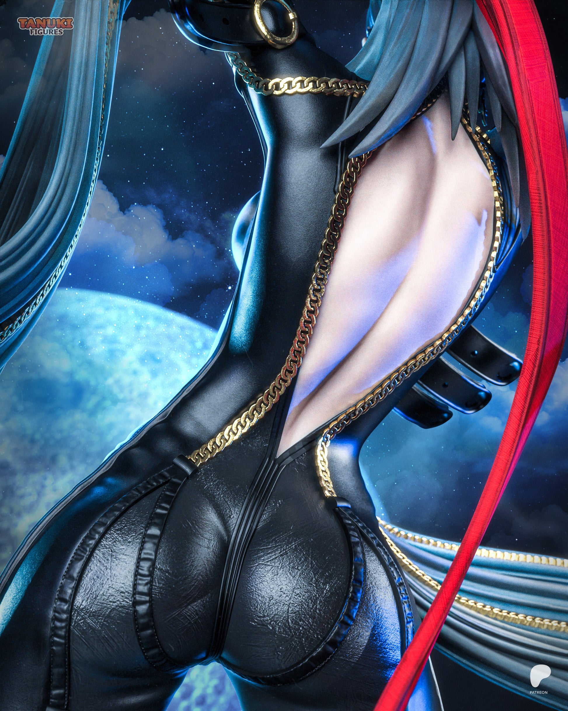 Resin garage kit figure of Stylish Bullet Witch Tanuki by Tattles Told 3D, featuring detailed fan art design.