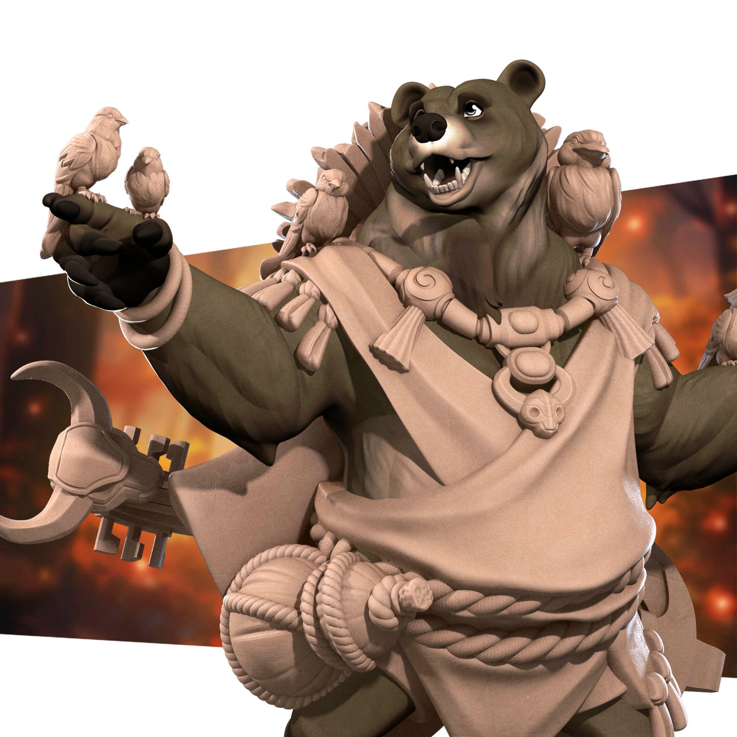 Bullet Town Forest Village, Bearfolk Bard | D&D Pathfinder TTRPG Miniature | Bite the Bullet