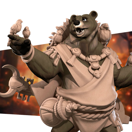 Bullet Town Forest Village, Bearfolk Bard | D&D Pathfinder TTRPG Miniature | Bite the Bullet