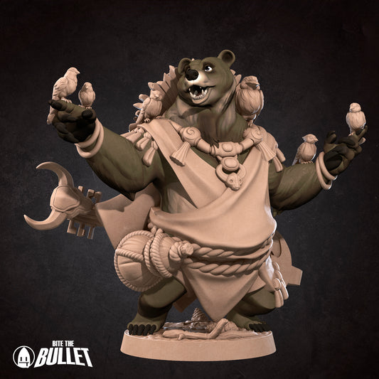 Bullet Town Forest Village, Bearfolk Bard | D&D Pathfinder TTRPG Miniature | Bite the Bullet