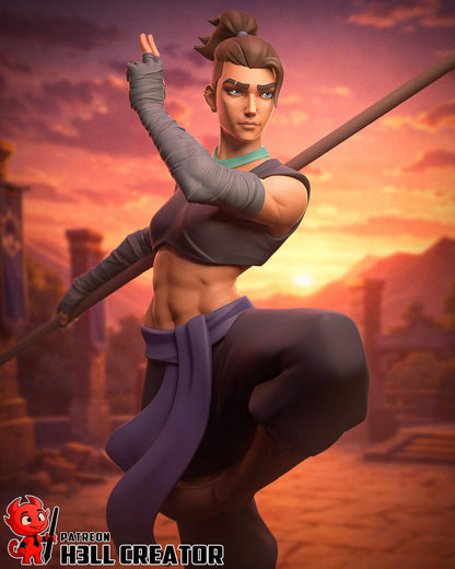 Resin garage kit figure of Agile Combat Monk by Tattles Told 3D, featuring detailed fan art design with a dynamic stance.