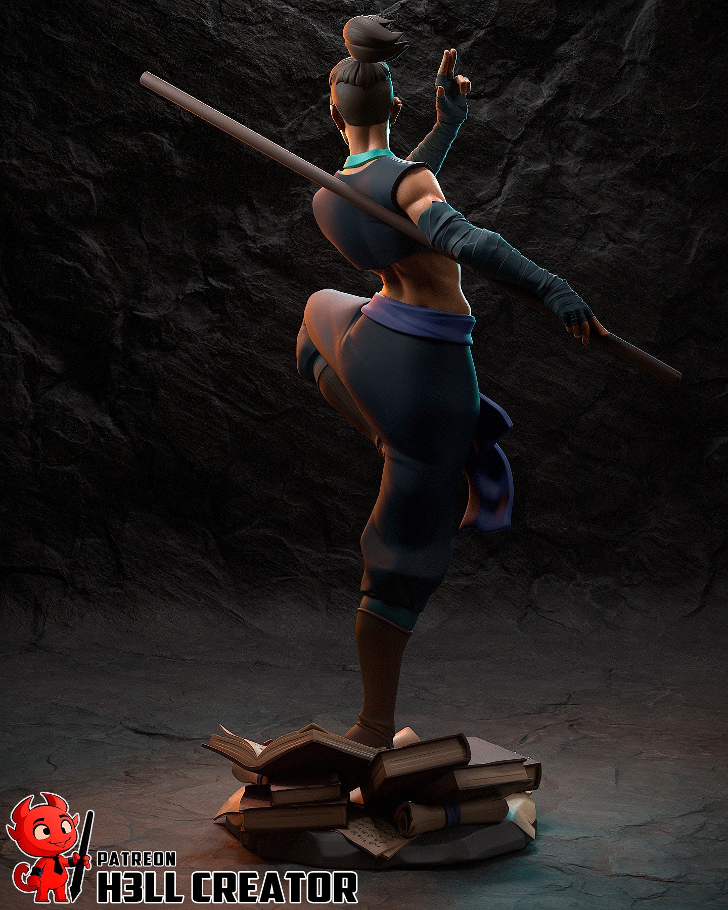 Resin garage kit figure of Agile Combat Monk by Tattles Told 3D, detailed fan art model from the Agile Combat series.