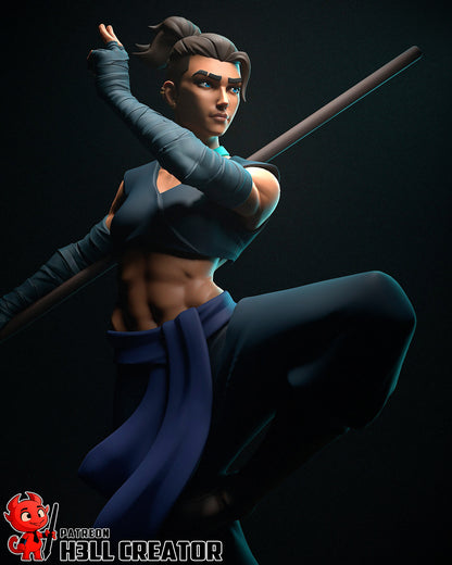 Resin garage kit figure of Agile Combat Monk by Tattles Told 3D, featuring detailed sculpt and dynamic pose.