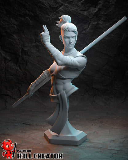 Resin garage kit figure of Agile Combat Monk by Tattles Told 3D, featuring detailed design and dynamic pose from the fan art series.