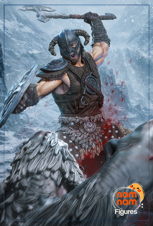 Frostland Dragon Slayer resin garage kit figure by Tattles Told 3D, detailed fan art model with intricate dragon and warrior design.