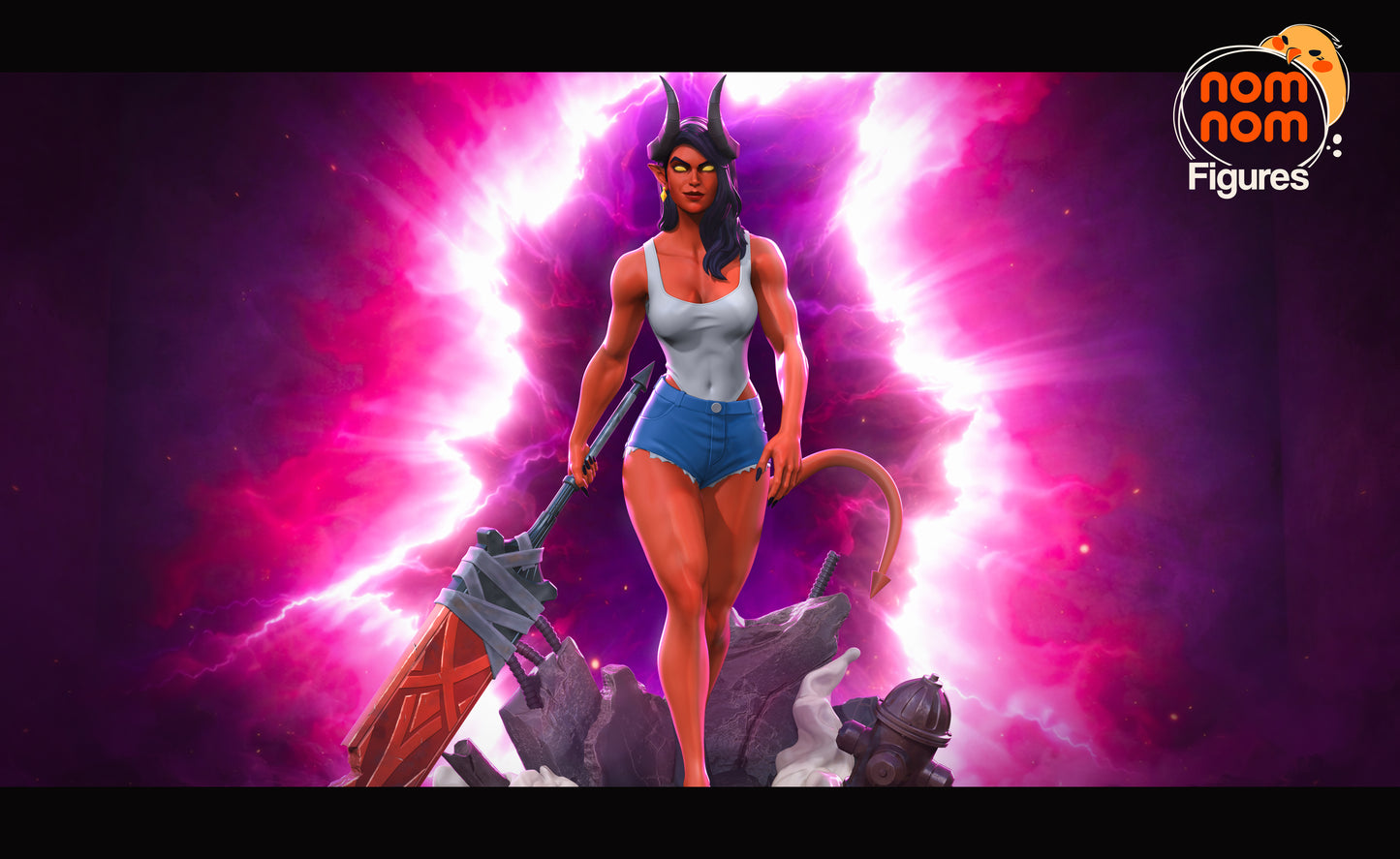 Half-Demon Heroine | Resin Garage Kit Figure Fan Art | Nomnom Figures