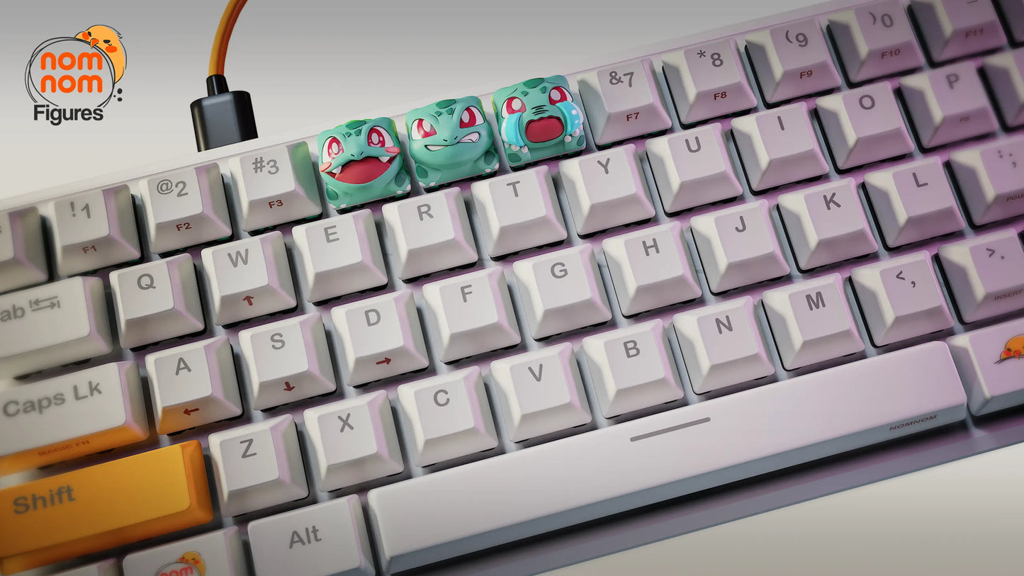 Keycaps - Leafy Starter | 3D Printed Resin Anime Fan Art | Nomnom Figures