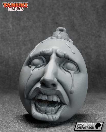Crimson Egg of the King resin garage kit figure by Tattles Told 3D, tanuki-themed fan art with detailed behelit design.