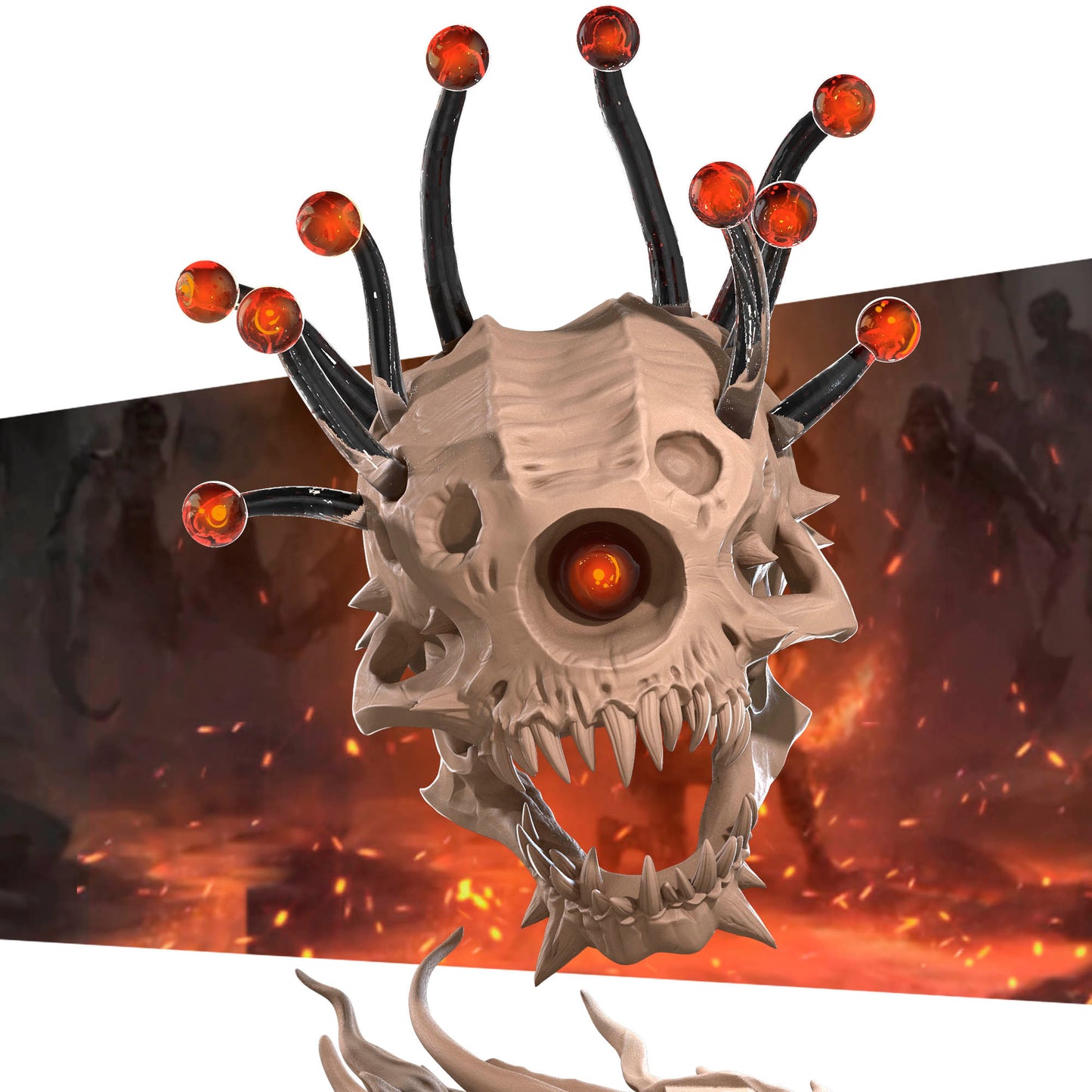 Beholder Skull | D&D TTRPG Miniature | Bite the Bullet