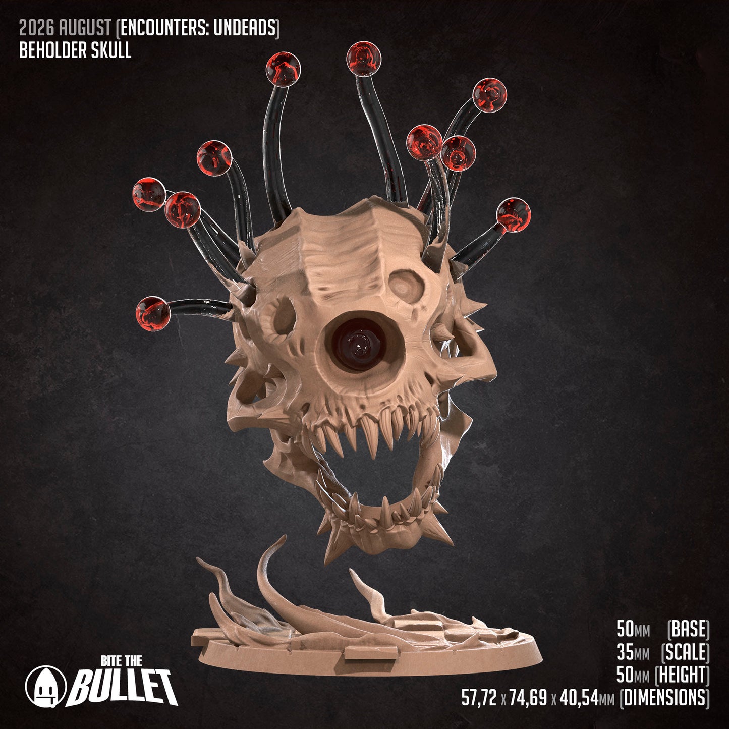 Beholder Skull | D&D TTRPG Miniature | Bite the Bullet