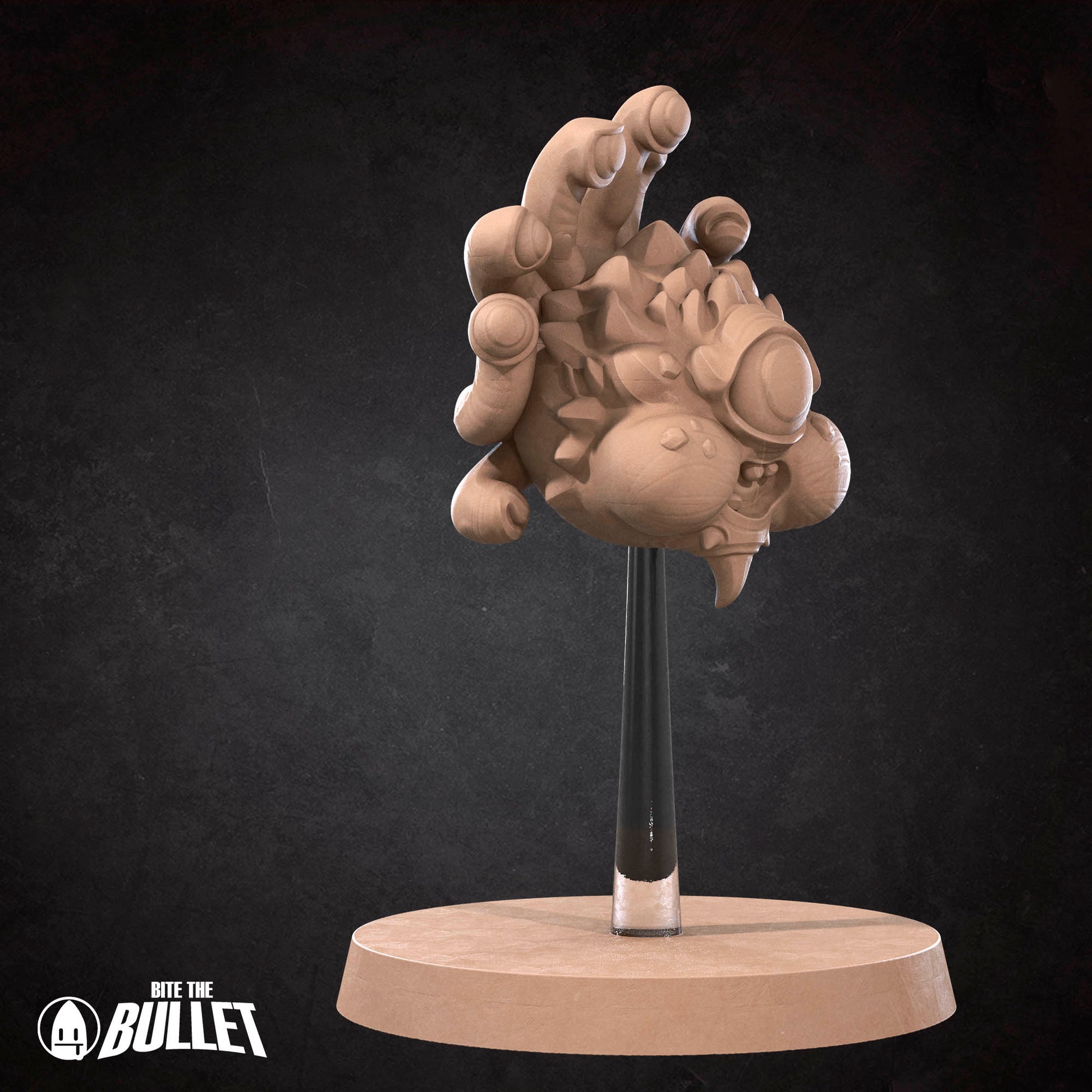 D&D TTRPG miniature by Tattles Told 3D, depicting Bite the Bullet character from Beholdy series, detailed fantasy figure for tabletop gaming.