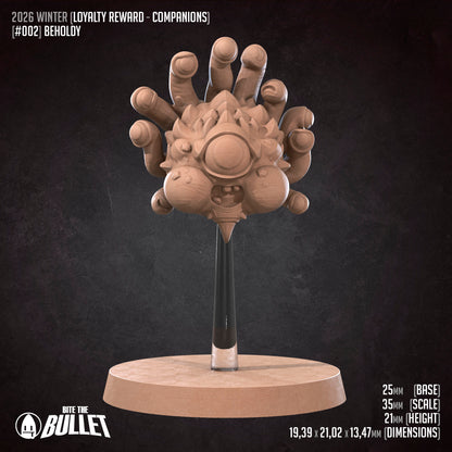 Tattles Told 3D Beholdy D&D TTRPG miniature depicting Bite the Bullet, a detailed fantasy character figure for tabletop gaming.