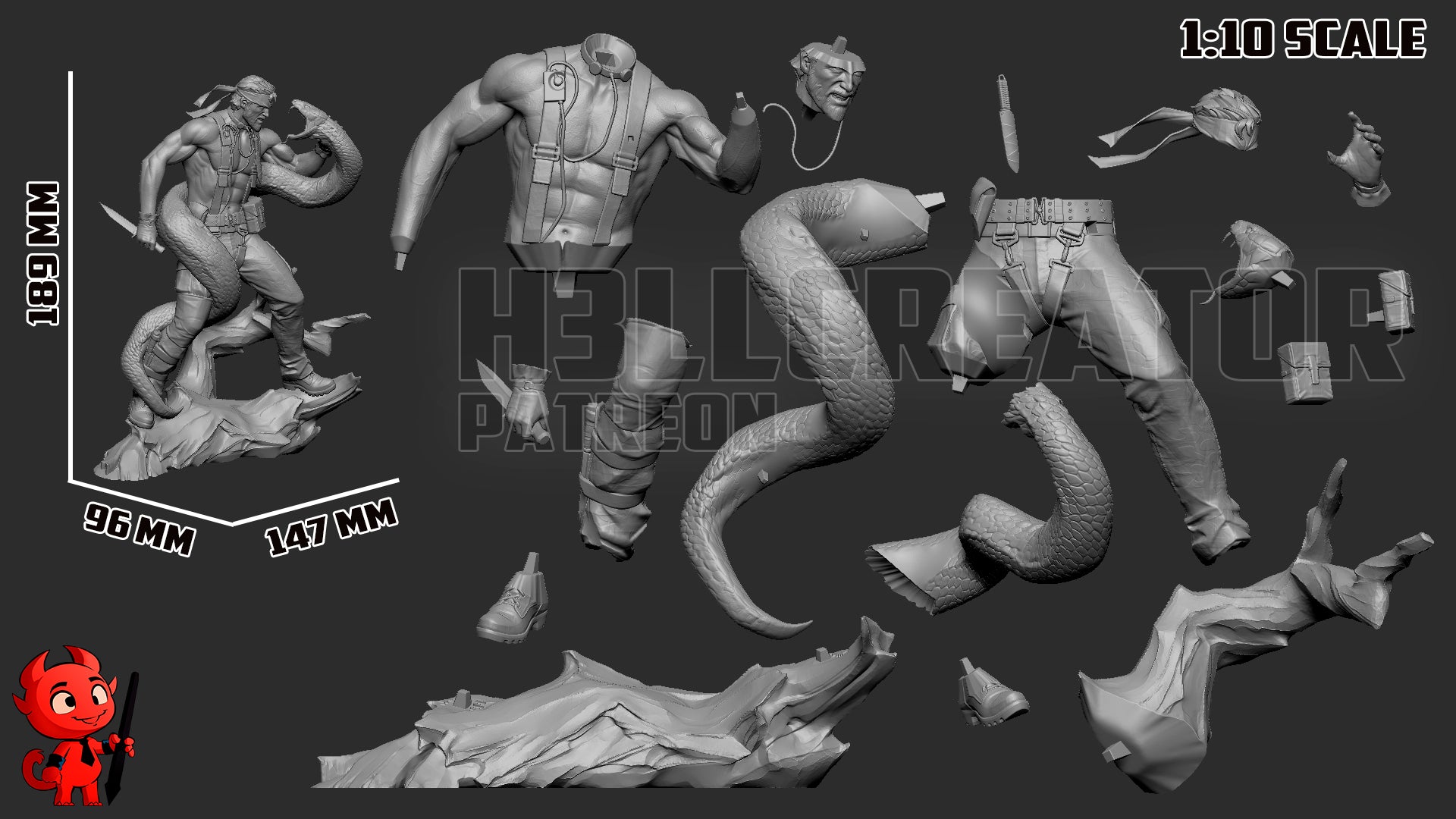 1:10 Snake Muncher | Resin Garage Kit Figure Game Fan Art | h3LL creator