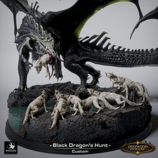 Black Dragon Hunt | D&D TTRPG Mini | Rescale Miniatures
