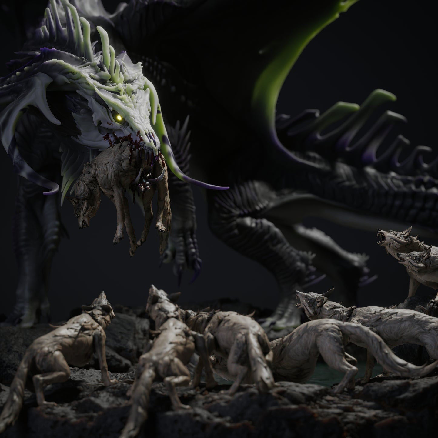 Black Dragon Hunt | D&D TTRPG Mini | Rescale Miniatures